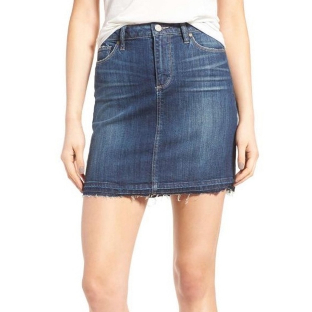 PAIGE Elaina Dabney released hem denim skirt size 25